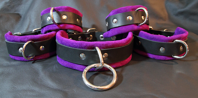 suede leather wrist and ankle restraint cuff set